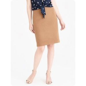 J crew double serge camel wool pencil skirt